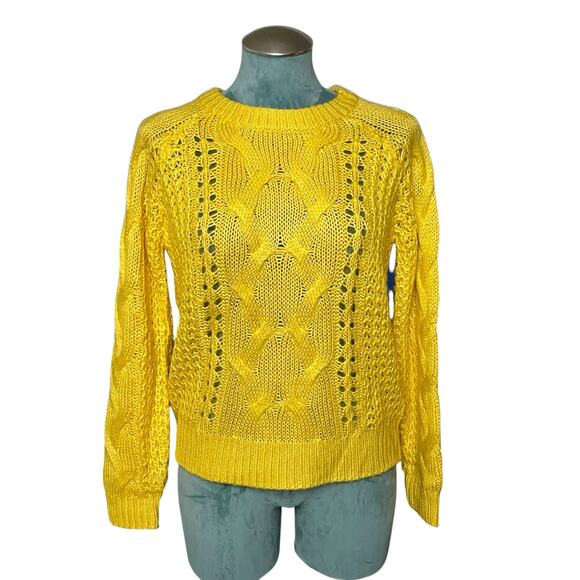 Heartloom yellow cable knit open-stitch sweater, size S - Picture 1 of 10